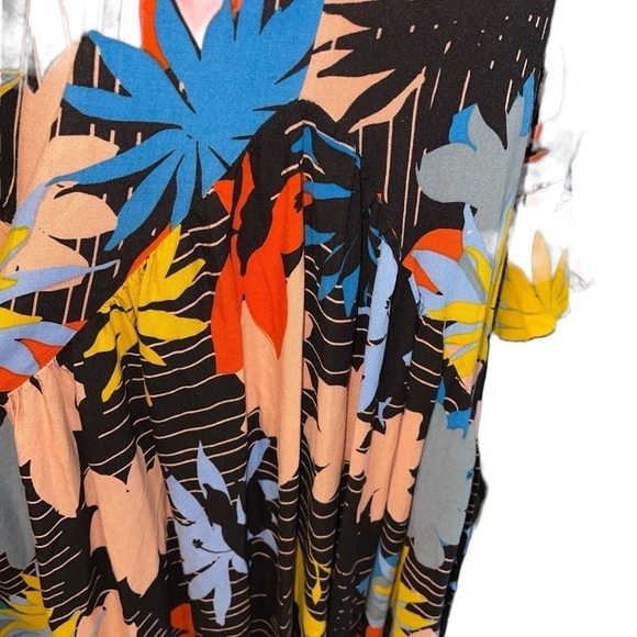 Loralette Women's Dress Size 20 Multicolor Floral Tie Back Bell Sleeves V-Neck - Picture 5 of 9